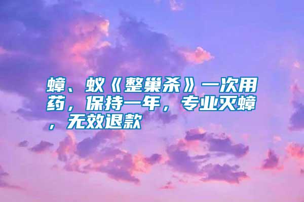 蟑、蟻《整巢殺》一次用藥，保持一年，專業滅蟑，無效退款