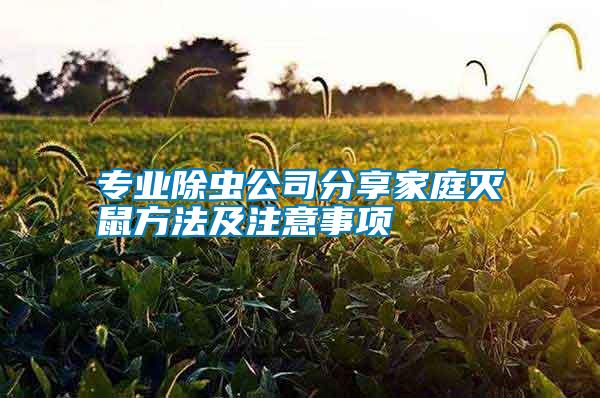 專業(yè)除蟲(chóng)公司分享家庭滅鼠方法及注意事項(xiàng)