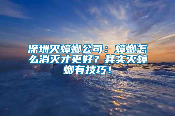 深圳滅蟑螂公司：蟑螂怎么消滅才更好？其實(shí)滅蟑螂有技巧！