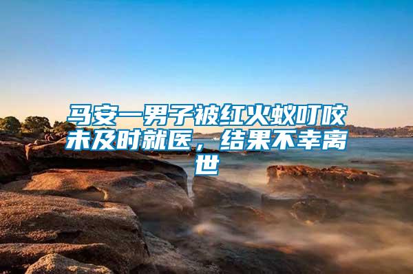 馬安一男子被紅火蟻叮咬未及時就醫(yī)，結(jié)果不幸離世