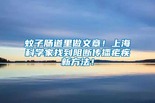 蚊子腸道里做文章！上海科學家找到阻斷傳播瘧疾新方法！